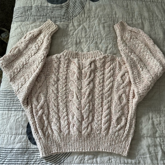 Doen Bee Pink Cable Knit Chunky Sweater Size Size M - Picture 11 of 13